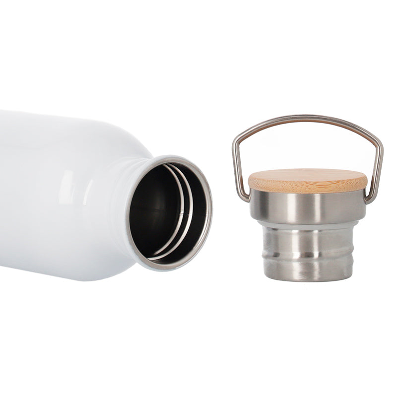 Bidones acero inox sublimable tapón bambú personalizable