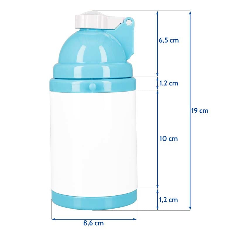 Botellas cantimploras infantiles azul  de 400ml con pajita   {personalizable }.