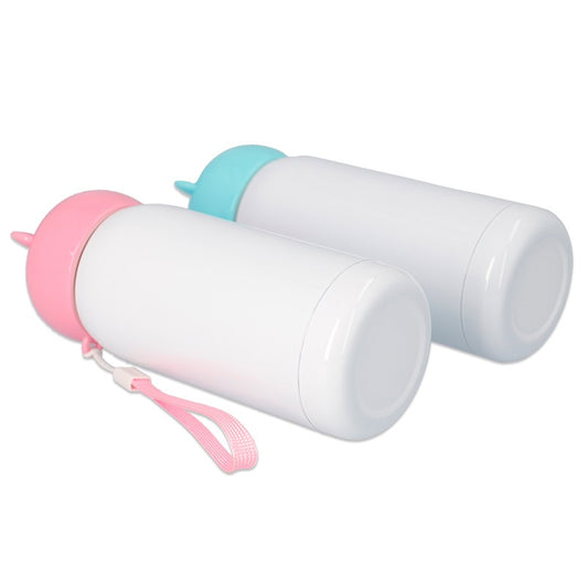 Botella termo infantil tapon roza personalizable de 320ml.
