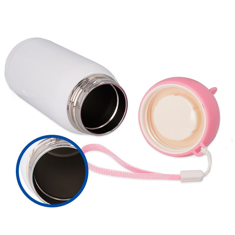 Botella termo infantil tapon roza personalizable de 320ml.