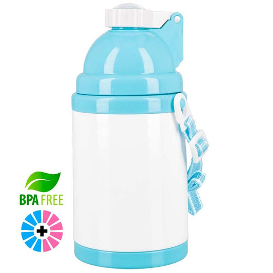 Botellas cantimploras infantiles azul  de 400ml con pajita   {personalizable }.